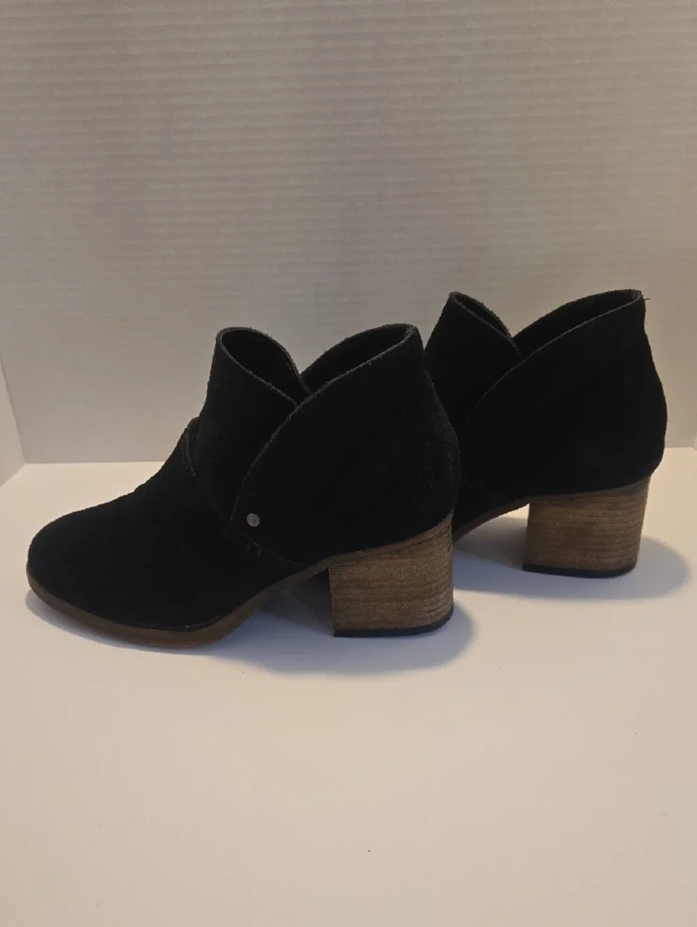 Dressy BearPaw Black Suede Slip-On Ankle Boots With Block Heal